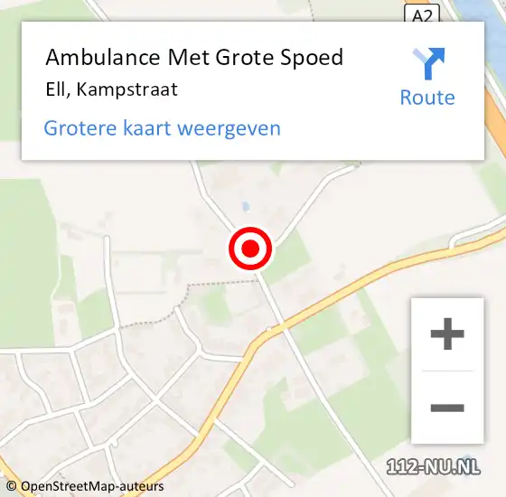 Locatie op kaart van de 112 melding: Ambulance Met Grote Spoed Naar Ell, Kampstraat op 27 maart 2022 13:13