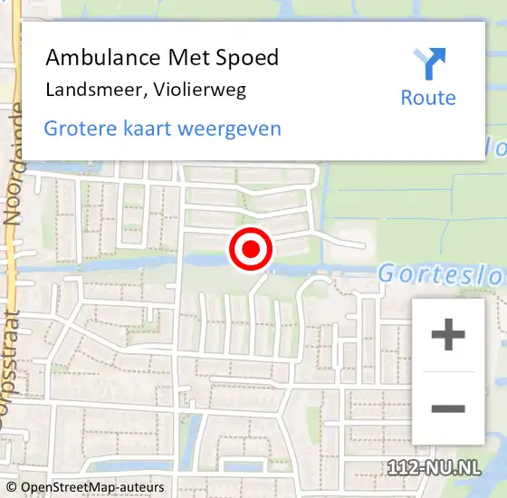 Locatie op kaart van de 112 melding: Ambulance Met Spoed Naar Landsmeer, Violierweg op 27 maart 2022 13:22