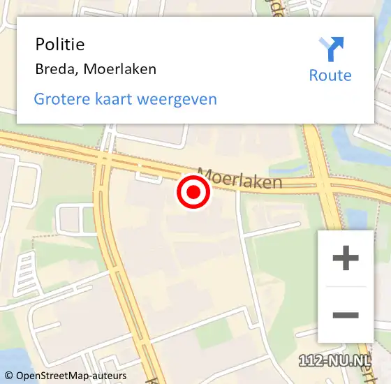 Locatie op kaart van de 112 melding: Politie Breda, Moerlaken op 27 maart 2022 13:26