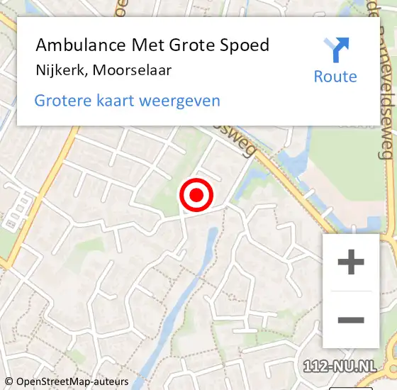 Locatie op kaart van de 112 melding: Ambulance Met Grote Spoed Naar Nijkerk, Moorselaar op 27 maart 2022 13:49