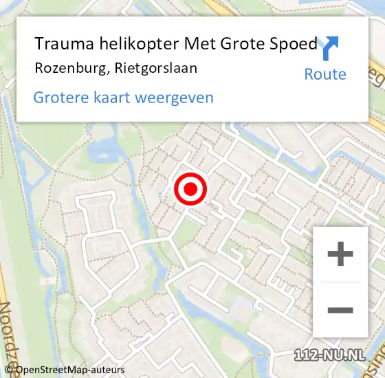 Locatie op kaart van de 112 melding: Trauma helikopter Met Grote Spoed Naar Rozenburg, Rietgorslaan op 27 maart 2022 13:51