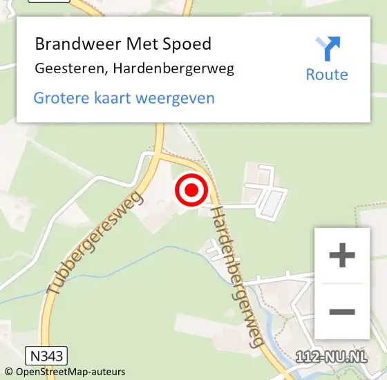 Locatie op kaart van de 112 melding: Brandweer Met Spoed Naar Geesteren, Hardenbergerweg op 27 maart 2022 14:09