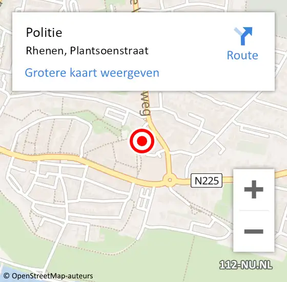 Locatie op kaart van de 112 melding: Politie Rhenen, Plantsoenstraat op 27 maart 2022 14:10