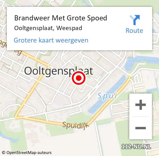 Locatie op kaart van de 112 melding: Brandweer Met Grote Spoed Naar Ooltgensplaat, Weespad op 27 maart 2022 14:10