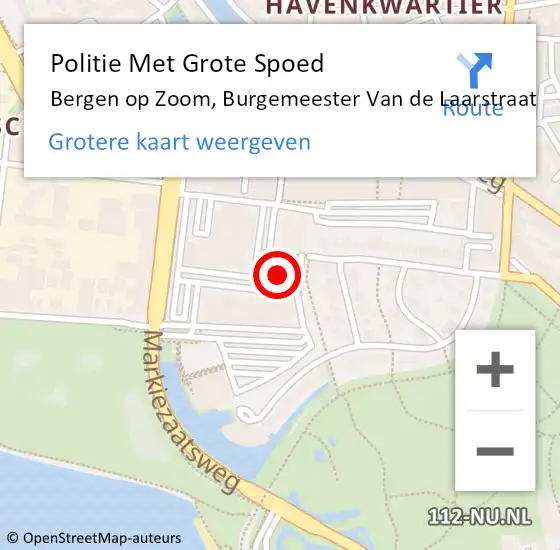 Locatie op kaart van de 112 melding: Politie Met Grote Spoed Naar Bergen op Zoom, Burgemeester Van de Laarstraat op 27 maart 2022 14:31