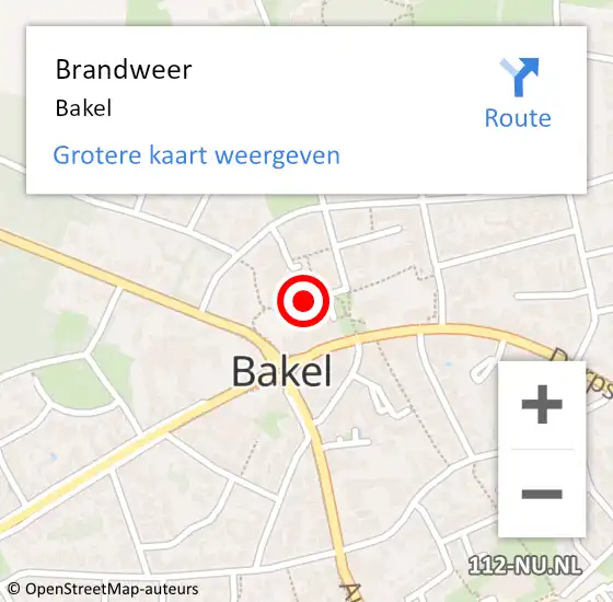 Locatie op kaart van de 112 melding: Brandweer Bakel op 12 juli 2014 11:54