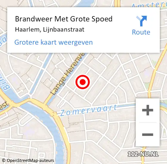 Locatie op kaart van de 112 melding: Brandweer Met Grote Spoed Naar Haarlem, Lijnbaanstraat op 27 maart 2022 14:39