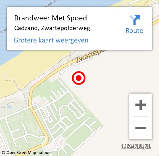 Locatie op kaart van de 112 melding: Brandweer Met Spoed Naar Cadzand, Zwartepolderweg op 27 maart 2022 14:44
