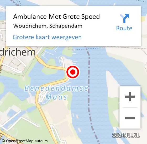 Locatie op kaart van de 112 melding: Ambulance Met Grote Spoed Naar Woudrichem, Schapendam op 27 maart 2022 15:01