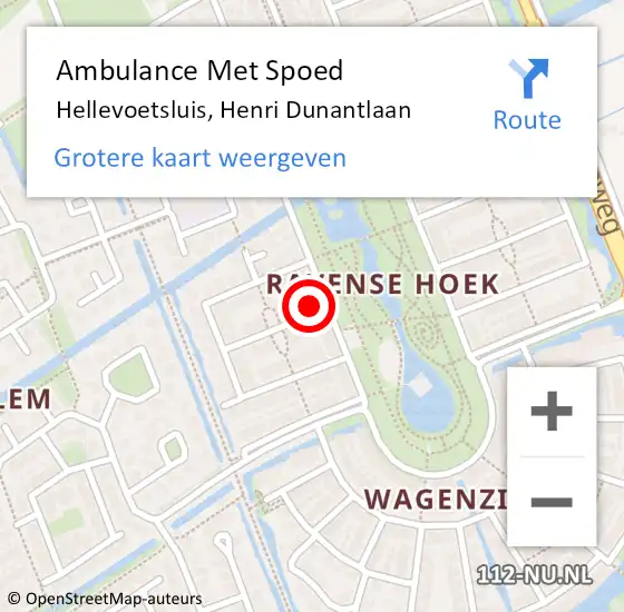 Locatie op kaart van de 112 melding: Ambulance Met Spoed Naar Hellevoetsluis, Henri Dunantlaan op 27 maart 2022 15:03