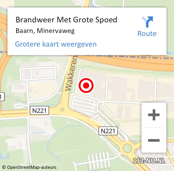 Locatie op kaart van de 112 melding: Brandweer Met Grote Spoed Naar Baarn, Minervaweg op 27 maart 2022 15:09