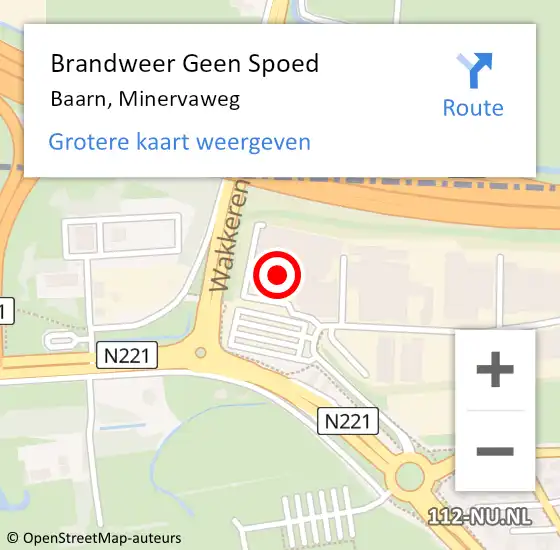 Locatie op kaart van de 112 melding: Brandweer Geen Spoed Naar Baarn, Minervaweg op 27 maart 2022 15:10