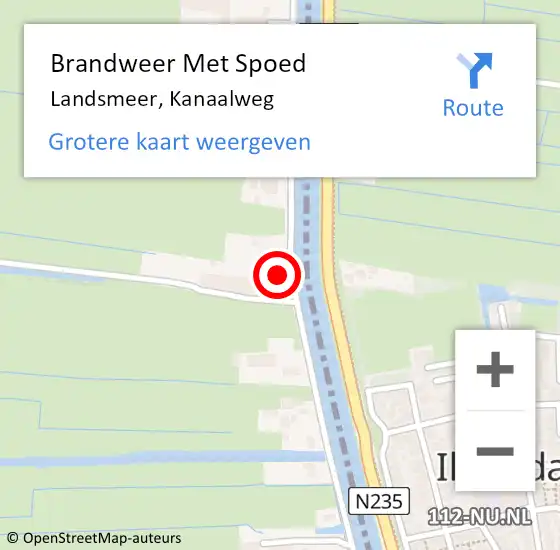 Locatie op kaart van de 112 melding: Brandweer Met Spoed Naar Landsmeer, Kanaalweg op 27 maart 2022 15:31