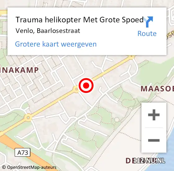 Locatie op kaart van de 112 melding: Trauma helikopter Met Grote Spoed Naar Venlo, Baarlosestraat op 27 maart 2022 15:56