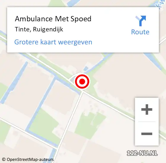 Locatie op kaart van de 112 melding: Ambulance Met Spoed Naar Tinte, Ruigendijk op 27 maart 2022 16:01