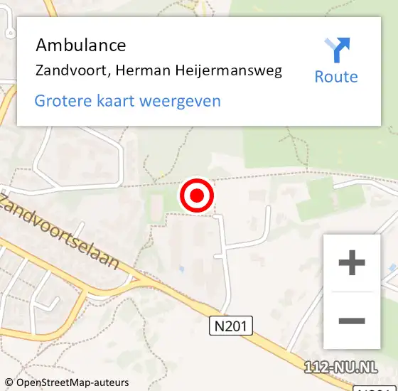 Locatie op kaart van de 112 melding: Ambulance Zandvoort, Herman Heijermansweg op 27 maart 2022 16:21