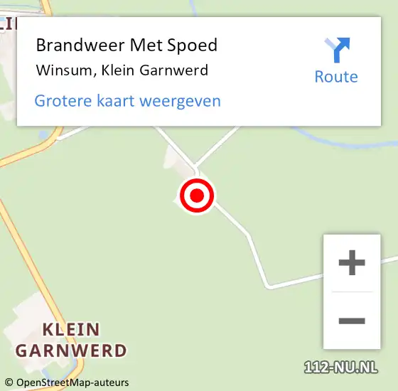 Locatie op kaart van de 112 melding: Brandweer Met Spoed Naar Winsum, Klein Garnwerd op 27 maart 2022 16:26