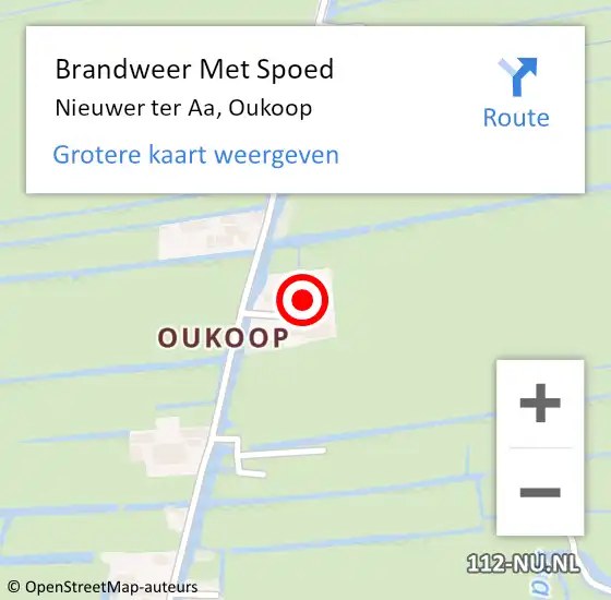 Locatie op kaart van de 112 melding: Brandweer Met Spoed Naar Nieuwer ter AA, Oukoop op 12 juli 2014 12:12