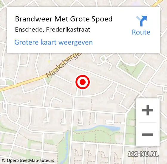 Locatie op kaart van de 112 melding: Brandweer Met Grote Spoed Naar Enschede, Frederikastraat op 27 maart 2022 16:35