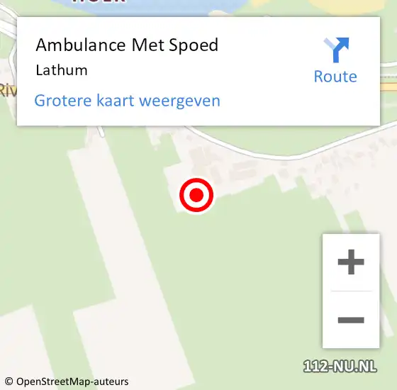 Locatie op kaart van de 112 melding: Ambulance Met Spoed Naar Lathum op 27 maart 2022 16:40