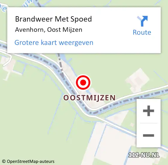 Locatie op kaart van de 112 melding: Brandweer Met Spoed Naar Avenhorn, Oost Mijzen op 12 juli 2014 12:12