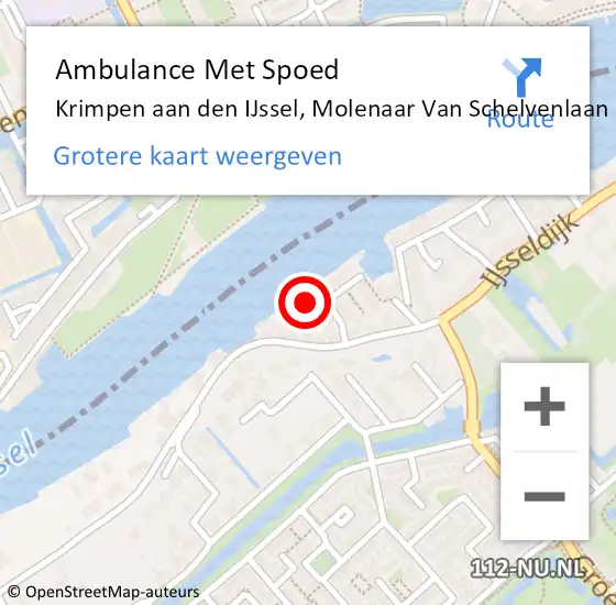 Locatie op kaart van de 112 melding: Ambulance Met Spoed Naar Krimpen aan den IJssel, Molenaar Van Schelvenlaan op 27 maart 2022 16:47