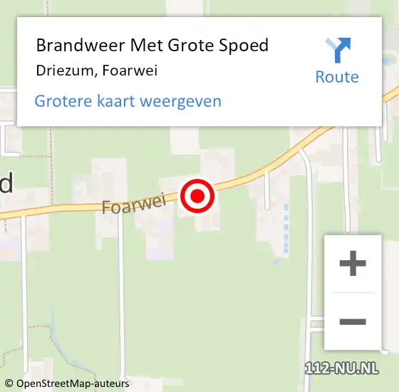 Locatie op kaart van de 112 melding: Brandweer Met Grote Spoed Naar Driezum, Foarwei op 12 juli 2014 12:13