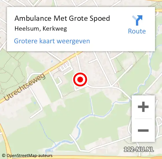 Locatie op kaart van de 112 melding: Ambulance Met Grote Spoed Naar Heelsum, Kerkweg op 27 maart 2022 16:54