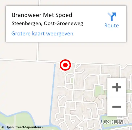 Locatie op kaart van de 112 melding: Brandweer Met Spoed Naar Steenbergen, Oost-Groeneweg op 27 maart 2022 17:05