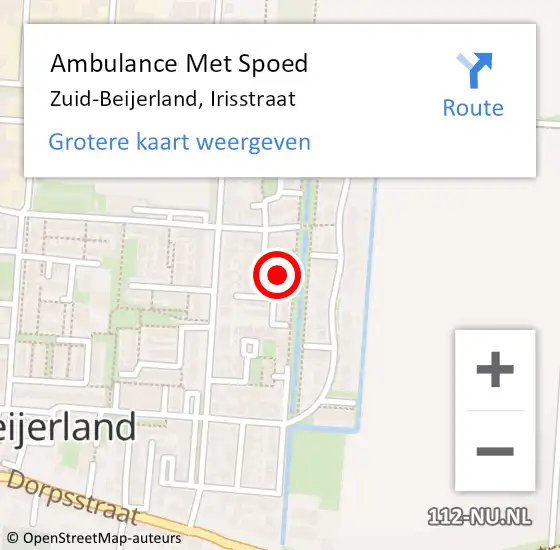 Locatie op kaart van de 112 melding: Ambulance Met Spoed Naar Zuid-Beijerland, Irisstraat op 27 maart 2022 17:23