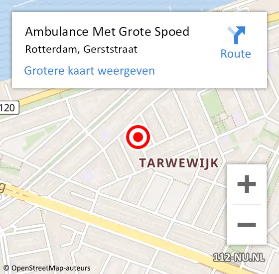 Locatie op kaart van de 112 melding: Ambulance Met Grote Spoed Naar Rotterdam, Gerststraat op 27 maart 2022 17:34