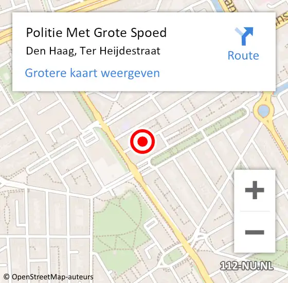 Locatie op kaart van de 112 melding: Politie Met Grote Spoed Naar Den Haag, Ter Heijdestraat op 27 maart 2022 18:00