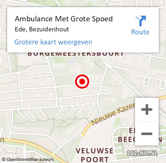 Locatie op kaart van de 112 melding: Ambulance Met Grote Spoed Naar Ede, Bezuidenhout op 27 maart 2022 18:02