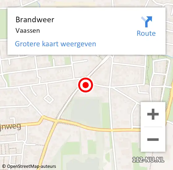 Locatie op kaart van de 112 melding: Brandweer Vaassen op 27 maart 2022 18:05