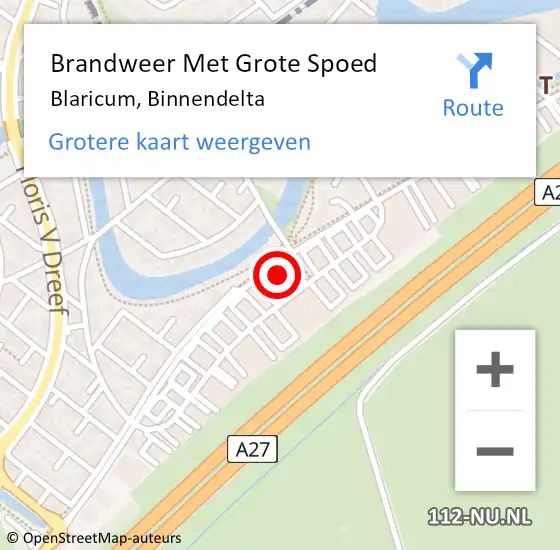 Locatie op kaart van de 112 melding: Brandweer Met Grote Spoed Naar Blaricum, Binnendelta op 27 maart 2022 18:08