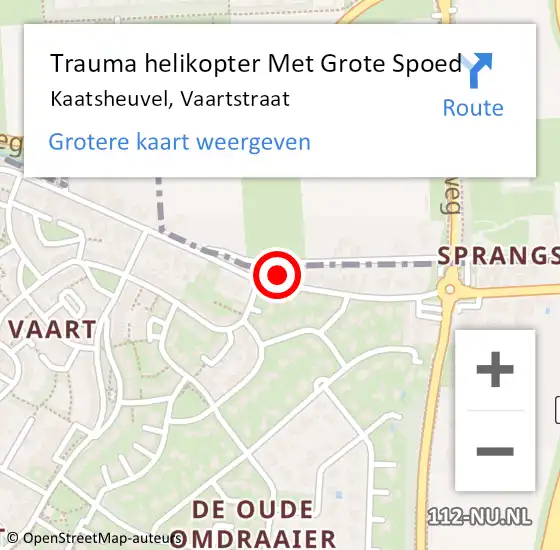 Locatie op kaart van de 112 melding: Trauma helikopter Met Grote Spoed Naar Kaatsheuvel, Vaartstraat op 27 maart 2022 18:16