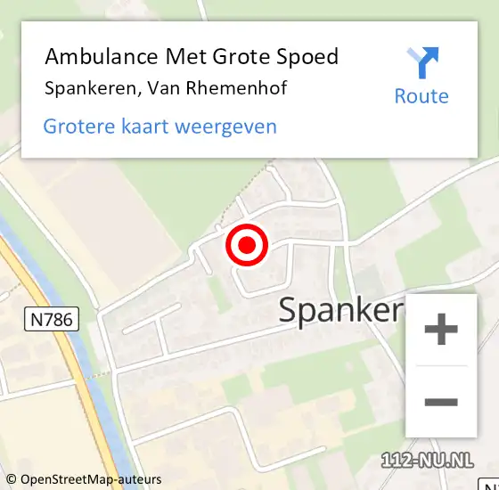 Locatie op kaart van de 112 melding: Ambulance Met Grote Spoed Naar Spankeren, Van Rhemenhof op 27 maart 2022 18:26