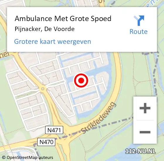 Locatie op kaart van de 112 melding: Ambulance Met Grote Spoed Naar Pijnacker, De Voorde op 27 maart 2022 18:31