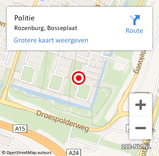 Locatie op kaart van de 112 melding: Politie Rozenburg, Bosseplaat op 27 maart 2022 18:41