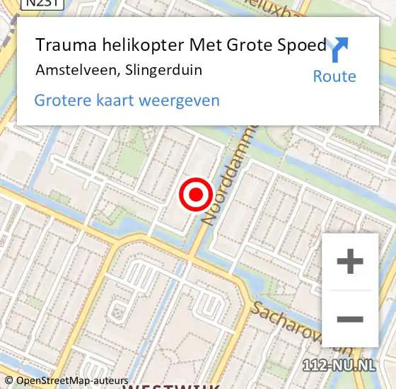 Locatie op kaart van de 112 melding: Trauma helikopter Met Grote Spoed Naar Amstelveen, Slingerduin op 27 maart 2022 18:45