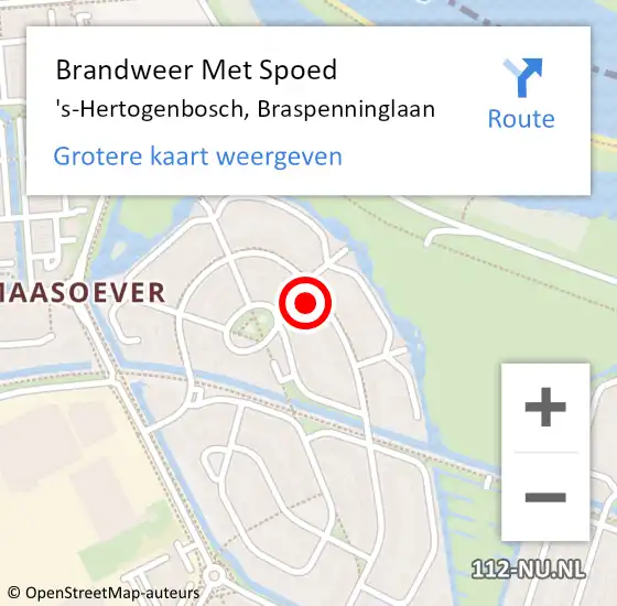 Locatie op kaart van de 112 melding: Brandweer Met Spoed Naar 's-Hertogenbosch, Braspenninglaan op 27 maart 2022 18:46