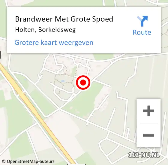 Locatie op kaart van de 112 melding: Brandweer Met Grote Spoed Naar Holten, Borkeldsweg op 27 maart 2022 18:50