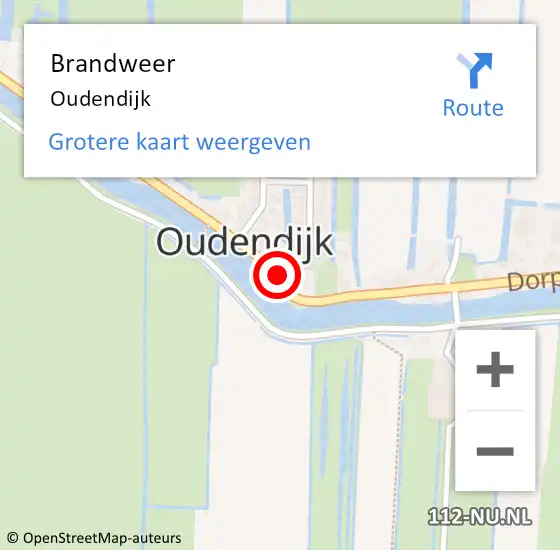 Locatie op kaart van de 112 melding: Brandweer Oudendijk op 12 juli 2014 12:29