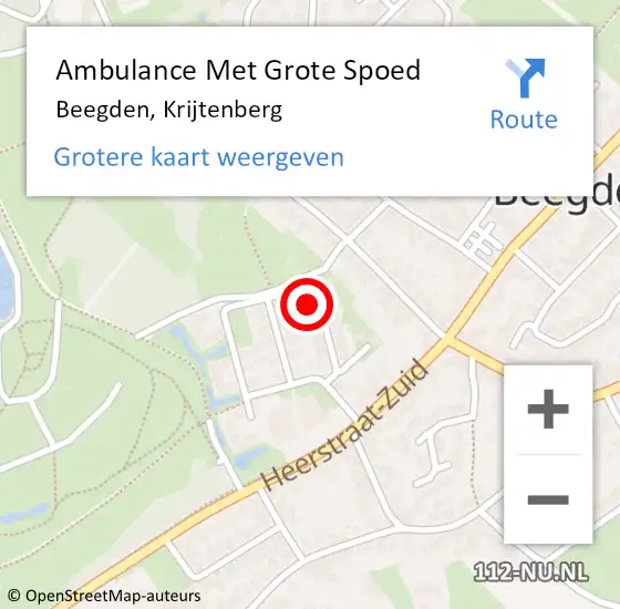 Locatie op kaart van de 112 melding: Ambulance Met Grote Spoed Naar Beegden, Krijtenberg op 27 maart 2022 19:14