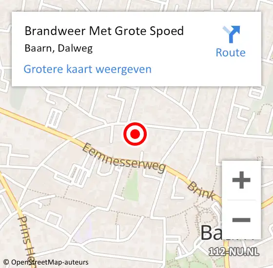 Locatie op kaart van de 112 melding: Brandweer Met Grote Spoed Naar Baarn, Dalweg op 27 maart 2022 19:16