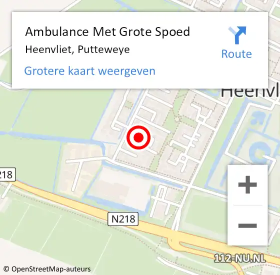 Locatie op kaart van de 112 melding: Ambulance Met Grote Spoed Naar Heenvliet, Putteweye op 27 maart 2022 19:16