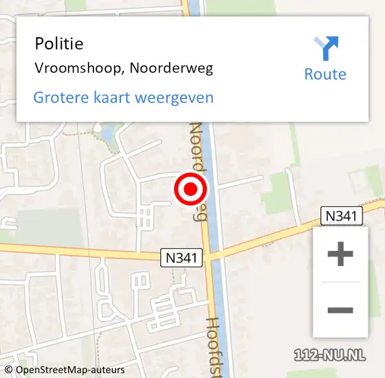 Locatie op kaart van de 112 melding: Politie Vroomshoop, Noorderweg op 27 maart 2022 19:27