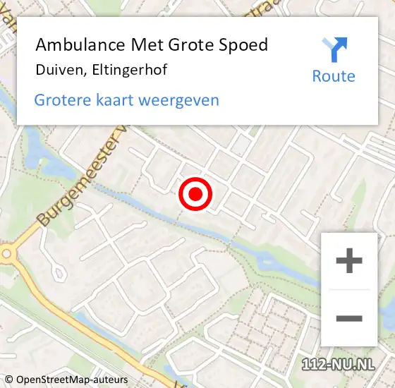 Locatie op kaart van de 112 melding: Ambulance Met Grote Spoed Naar Duiven, Eltingerhof op 27 maart 2022 19:28