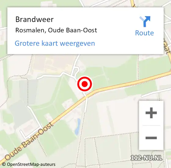 Locatie op kaart van de 112 melding: Brandweer Rosmalen, Oude Baan-Oost op 27 maart 2022 19:32