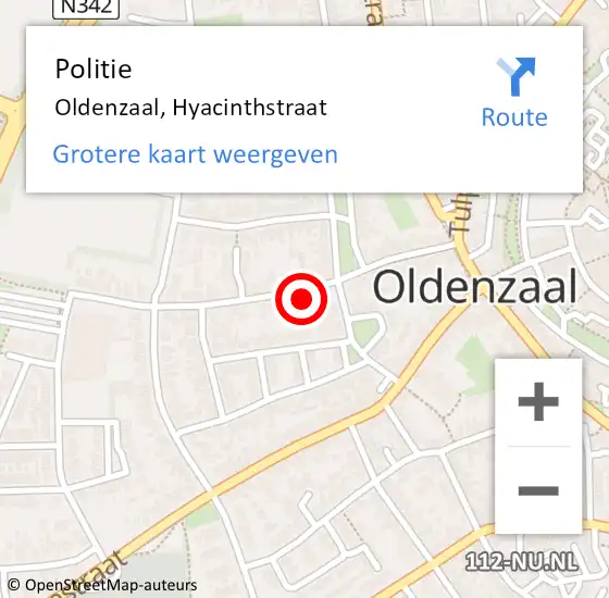 Locatie op kaart van de 112 melding: Politie Oldenzaal, Hyacinthstraat op 27 maart 2022 19:35